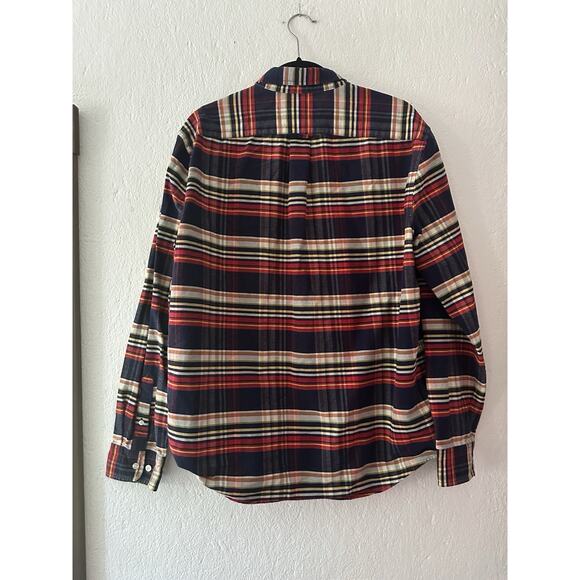 LL Bean Signature Slim Fit Plaid Flannel Shirt Red Blue Cotoon Mid Weight Mens L - Picture 9 of 13